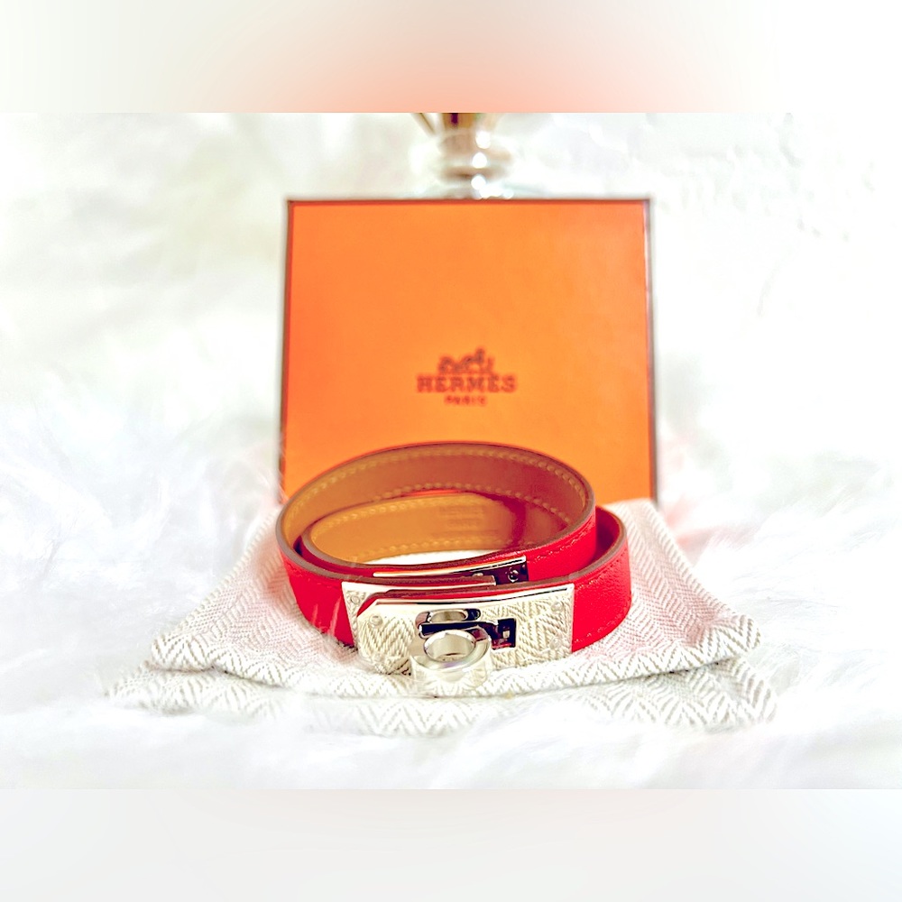 🔥Like New🔥HERMES Epsom Kelly Double Tour Bracelet size S in Rose Jaipur